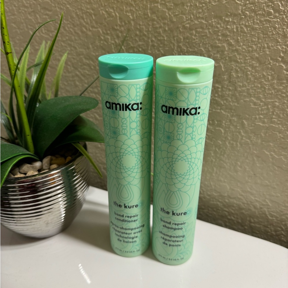 Amika The Kure Bond Repair Shampoo & Conditioner 9.2 Fl Oz Damaged Hair